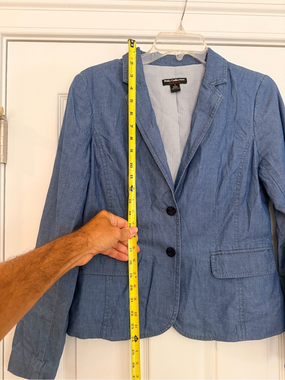 Ladies Size Small "Dalia Collection" Light Blue Denim-Style Tailored Blazer GUC - Picture 5 of 7